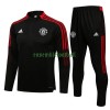 Manchester United Ensemble Sweat d'Entraînement Quarter-Zip 21-22 Noir Rouge Pour Homme